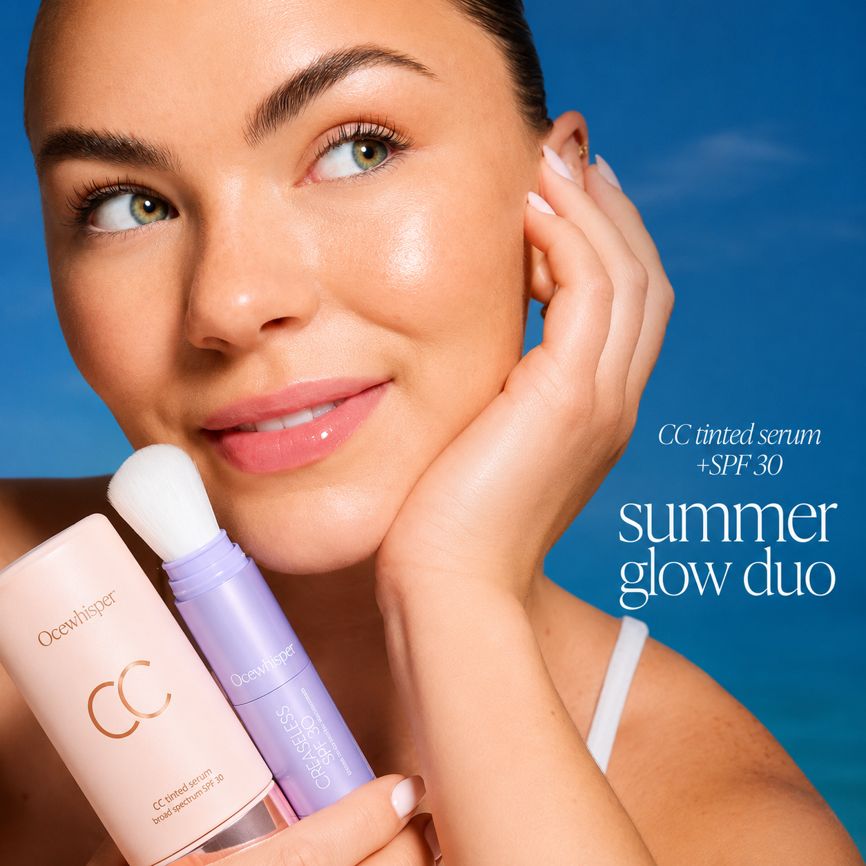 CC color-correcting tinted serum + creaseless SPF 30 mineral setting powder