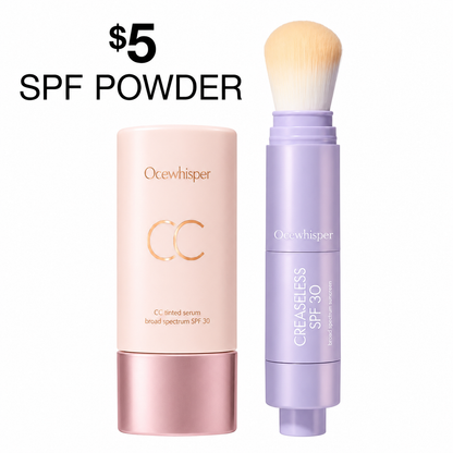 CC color-correcting tinted serum + creaseless SPF 30 mineral setting powder