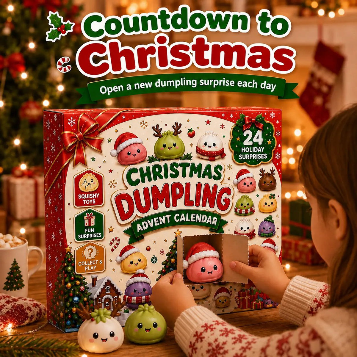 🎄Christmas Mini Squishies Advent Calendar 2026, 24-Day Holiday Countdown Fidget Stress Relief Set✨