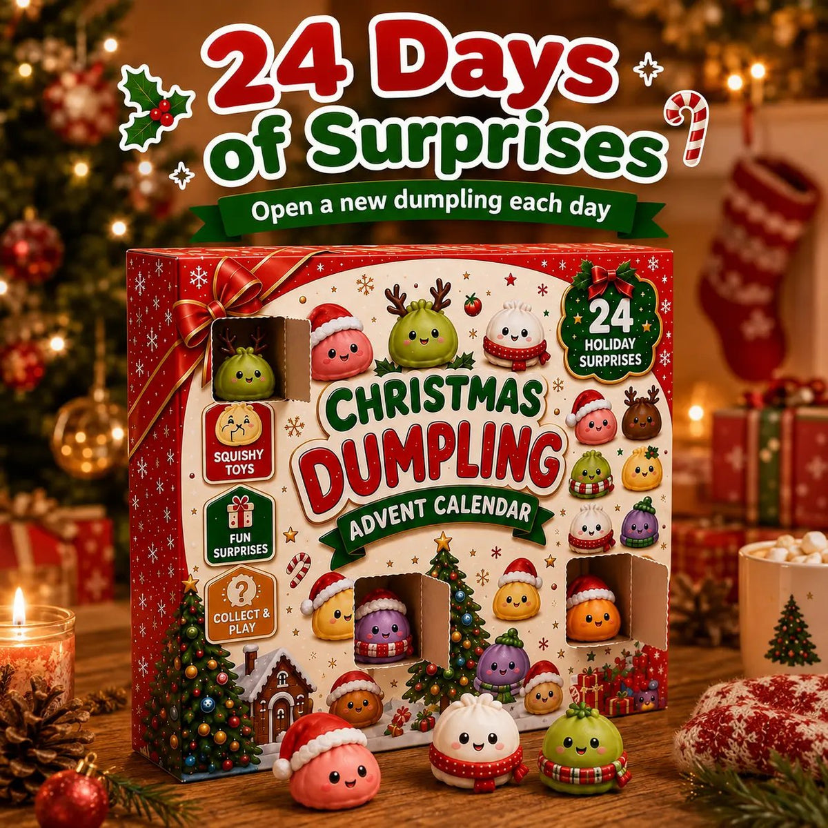 🎄Christmas Mini Squishies Advent Calendar 2026, 24-Day Holiday Countdown Fidget Stress Relief Set✨