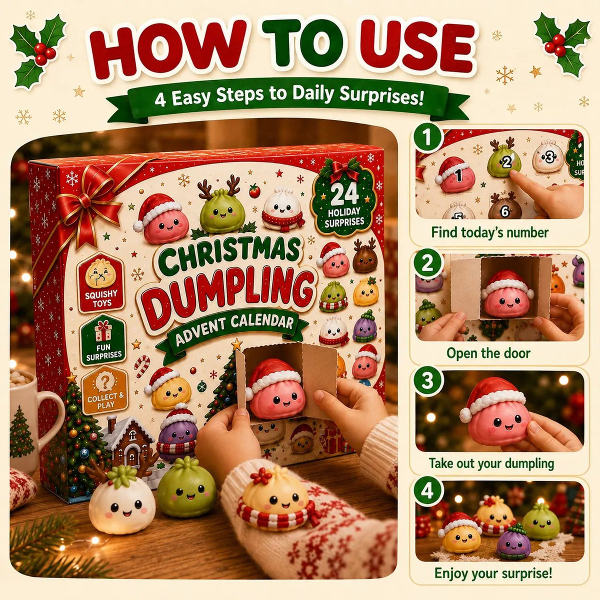 🎄Christmas Mini Squishies Advent Calendar 2026, 24-Day Holiday Countdown Fidget Stress Relief Set✨