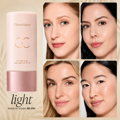 CC color-correcting tinted serum + creaseless SPF 30 mineral setting powder